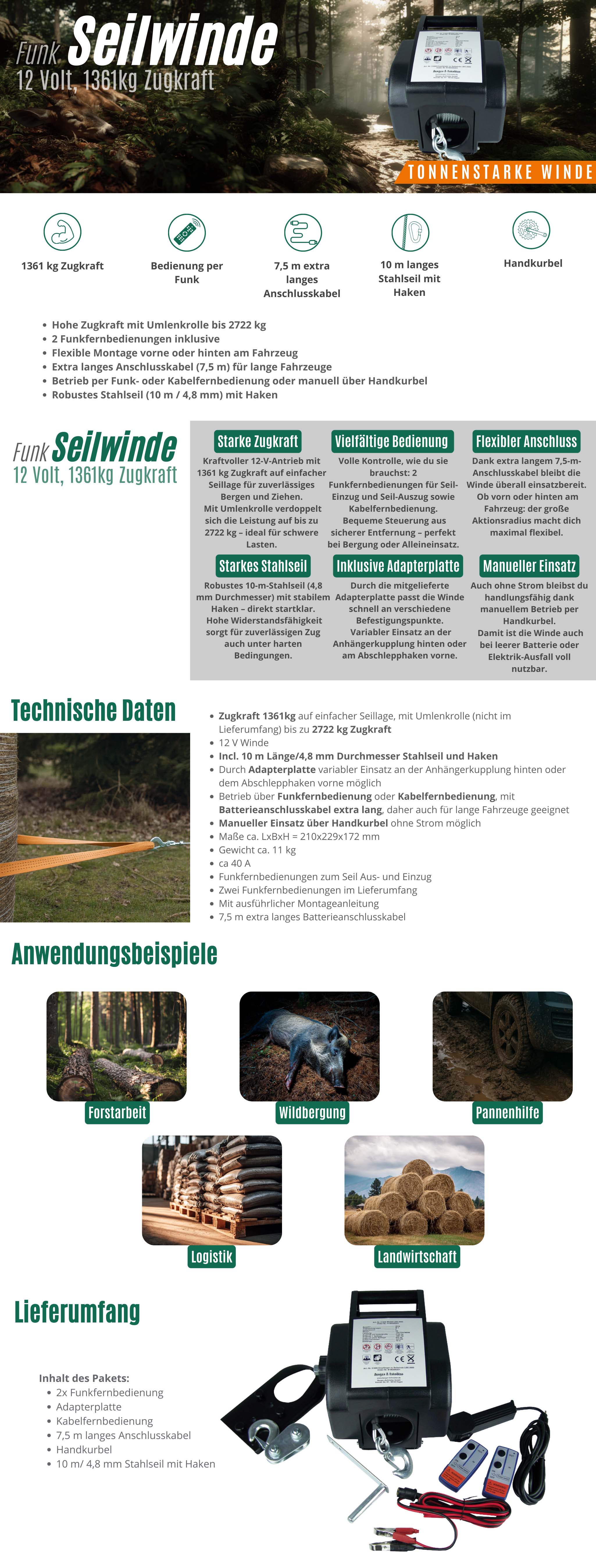 12V Funk Seilwinde