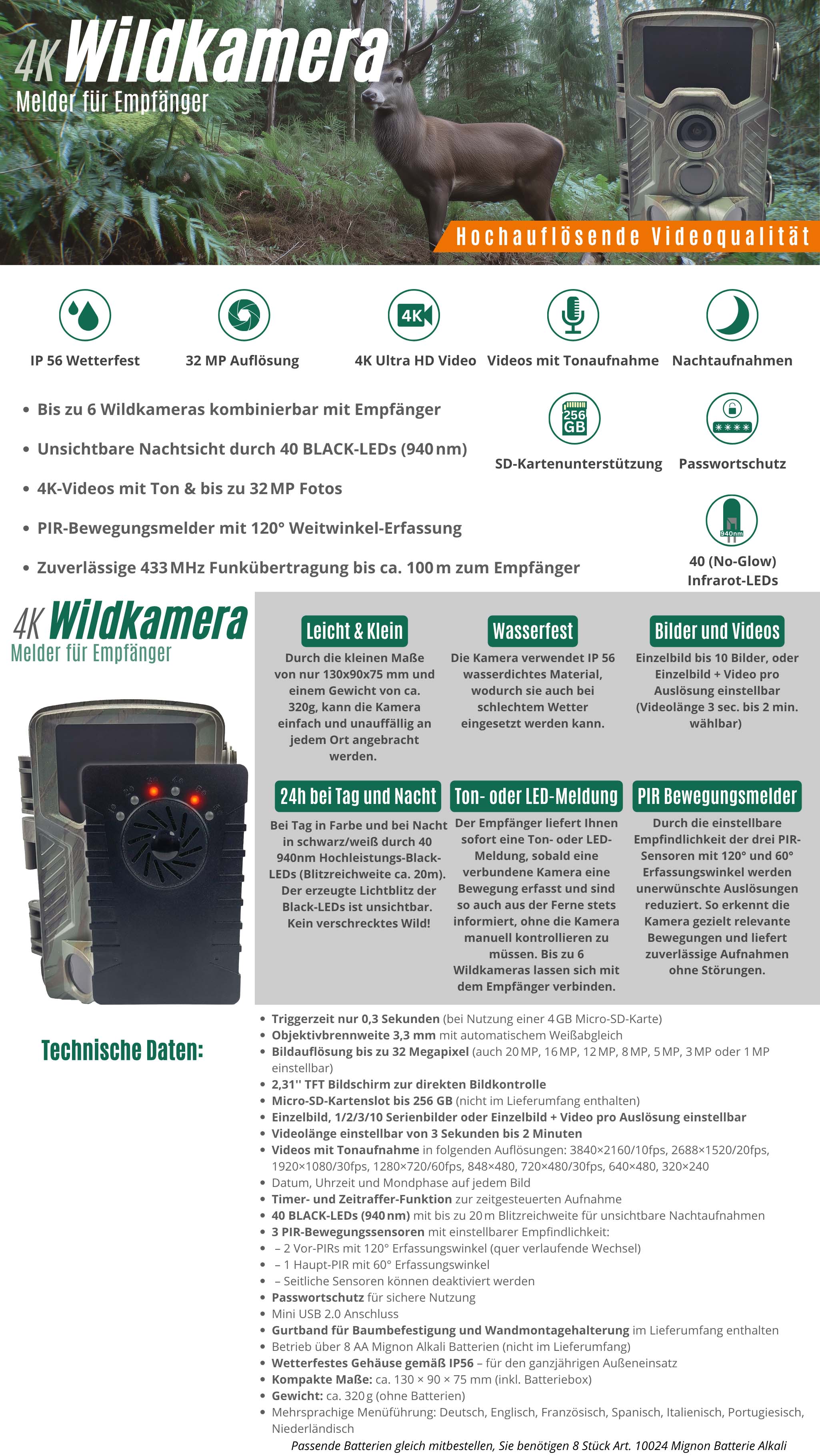 4K Wildkamera/ Melder